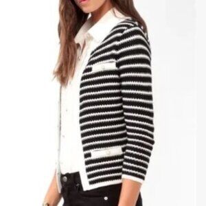 Forever 21 Striped Pearlescent Button Knit Cardigan
